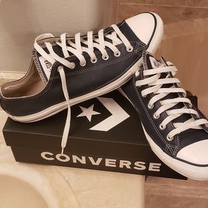 Navy Blue Leather Converse